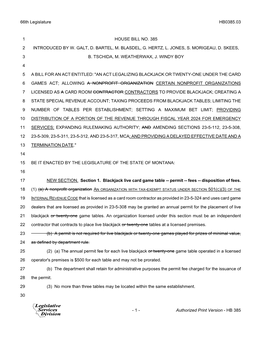 66Th Legislature HB0385.03 HOUSE BILL NO. 385 1 INTRODUCED by W. GALT, D. BARTEL, M. BLASDEL, G. HERTZ, L. JONES, S. MORIGEAU, D