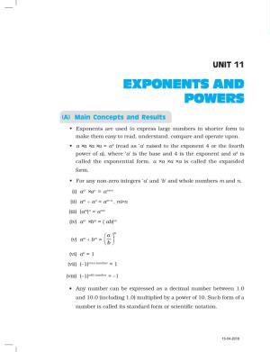 Unit 11(Exponents & Powers)