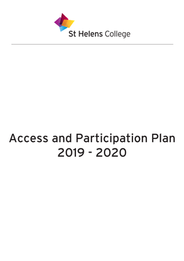 Access and Participation Plan 2019 - 2020 Contents: Page