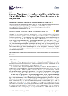 Organic Aluminum Hypophosphite/Graphitic Carbon Nitride Hybrids As Halogen-Free Flame Retardants for Polyamide 6