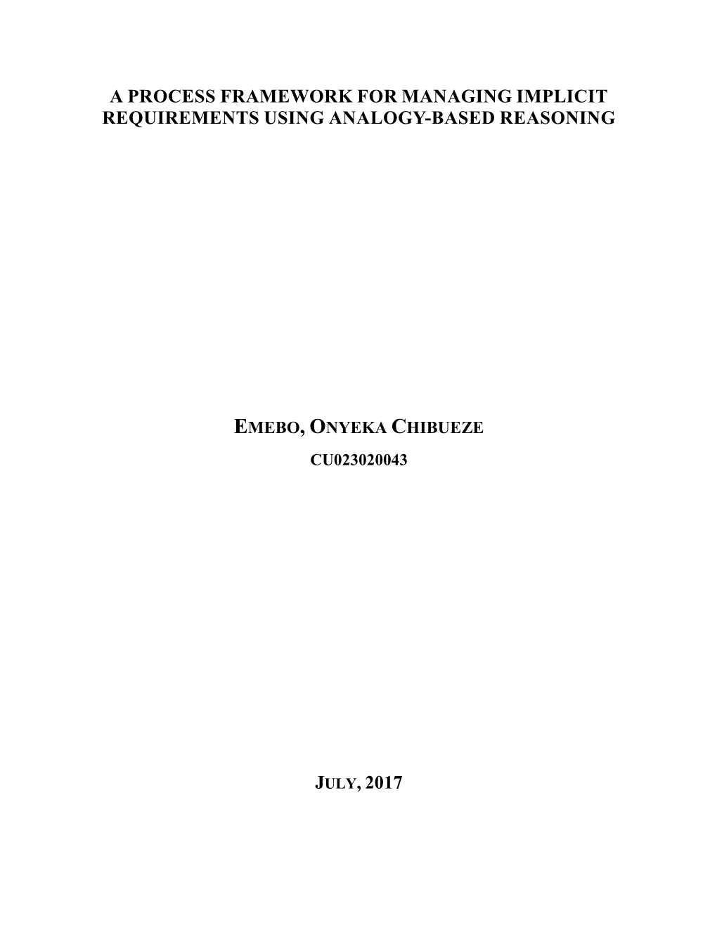 A Process Framework for Managing Implicit Requirements Using Analogy-Based Reasoning