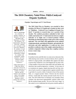 The 2010 Chemistry Nobel Prize: Pd(0)-Catalyzed Organic Synthesis