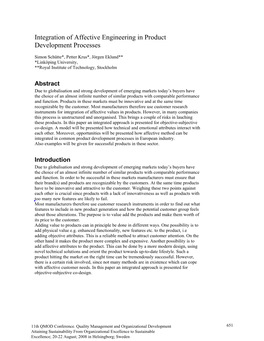 Integration of Affective Engineering in Product Development Processes