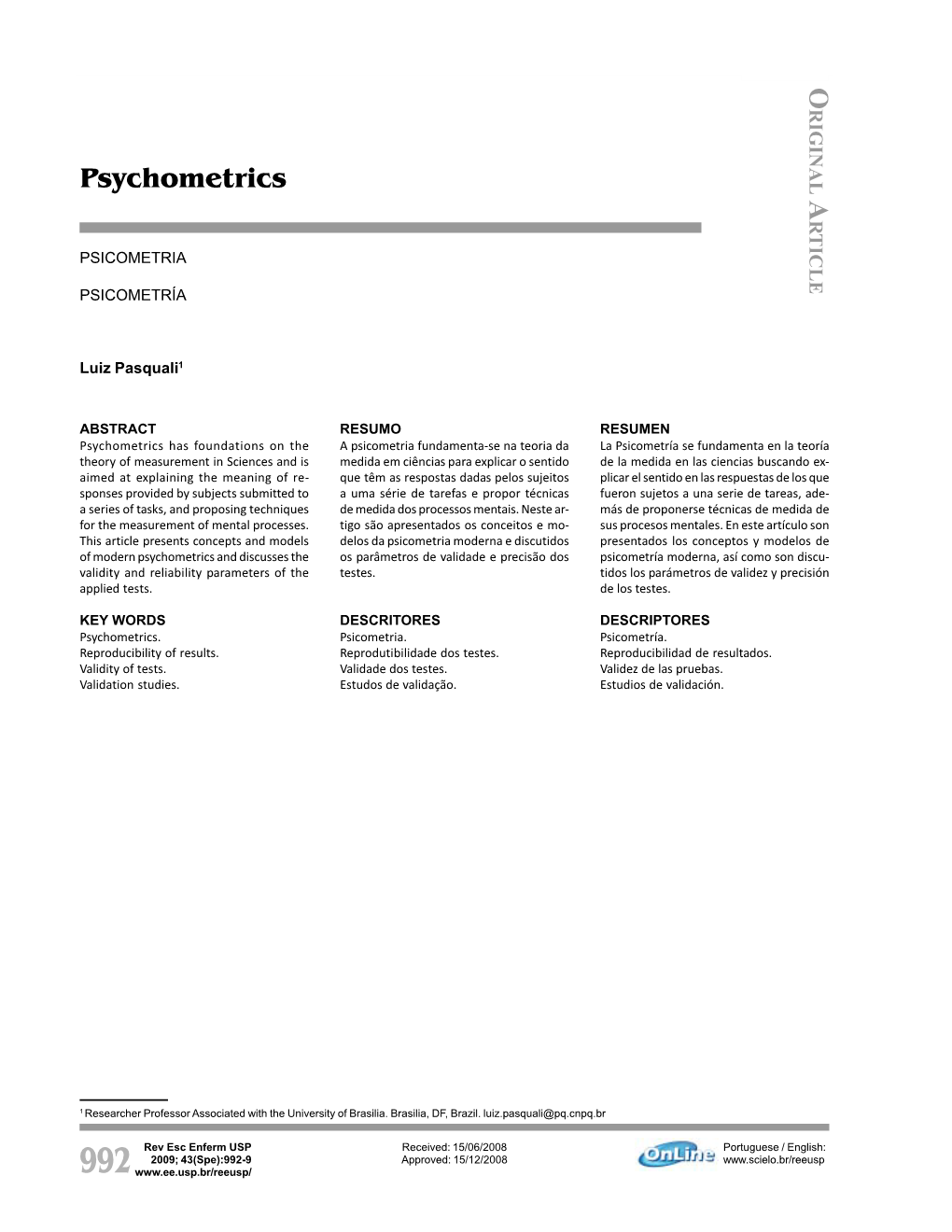 Psychometrics a RTICLE