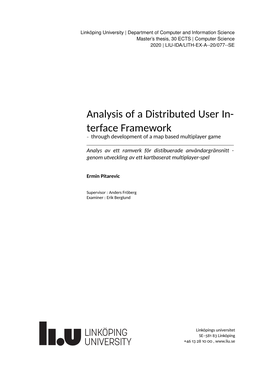 Analysis of a Distributed User In- Terface Framework – Through Development of a Map Based Multiplayer Game