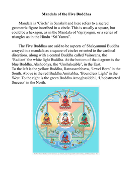 Mandala of the Five Buddhas Mandala Is