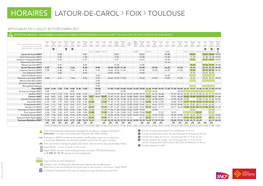 Horaires Latour-De-Carol > Foix > Toulouse