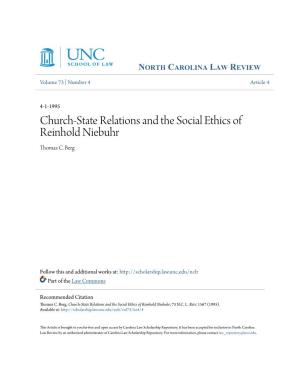 Church-State Relations and the Social Ethics of Reinhold Niebuhr Thomas C