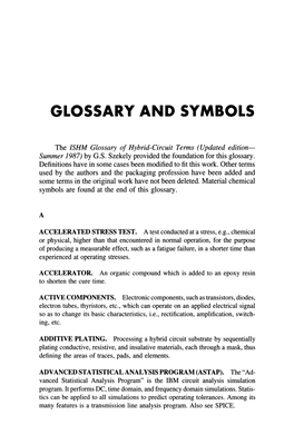 Glossary and Symbols