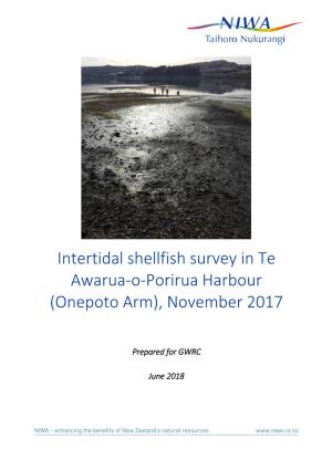 Intertidal Shellfish Survey in Te Awarua-O-Porirua Harbour (Onepoto Arm), November 2017