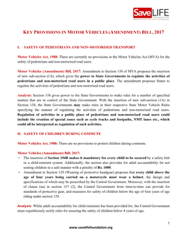 Key Provisions in Motor Vehicles (Amendment) Bill, 2017