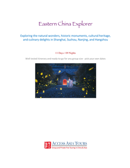 Eastern China Explorer RTG Tour Itinerary