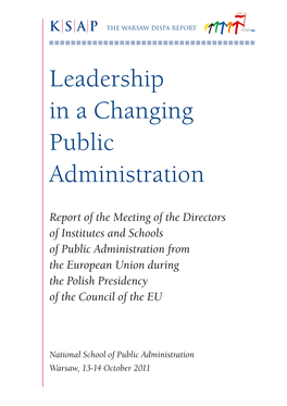 Leadership in a Changing Public Administration