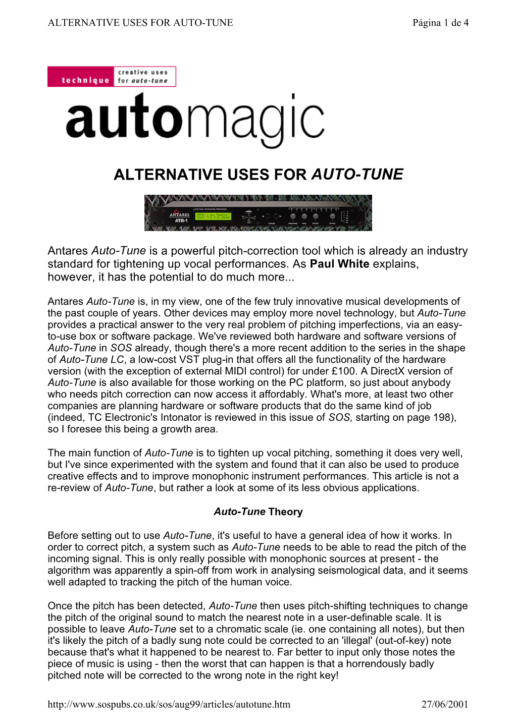 ALTERNATIVE USES for AUTO-TUNE Página 1 De 4