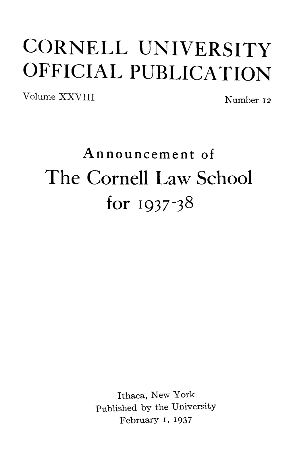 Cornell University Official Publication