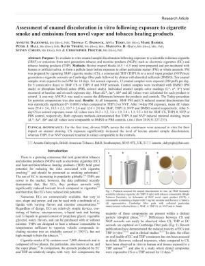Assessment of Enamel Discoloration in Vitro Following Exposure to Cigarette Smoke and Emissions from Novel Vapor and Tobacco Heating Products