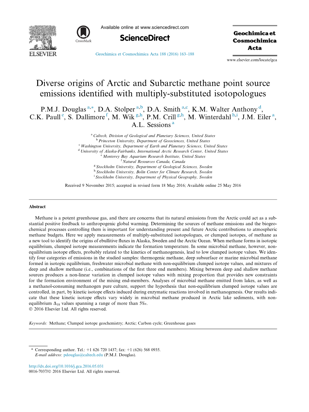 Diverse Origins of Arctic and Subarctic Methane Point Source Emissions Identified with Multiply-Substituted Isotopologues