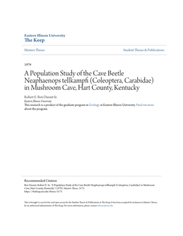 Coleoptera, Carabidae) CTITLE)P in Mushroom Cave Hart County, Kentucky