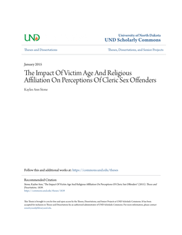 The Impact of Victim Age and Religious Affiliation on Perceptions of Cleric Sex Offenders