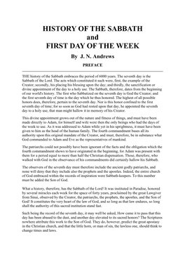 HISTORY of the SABBATH and FIRST DAY of the WEEK by J