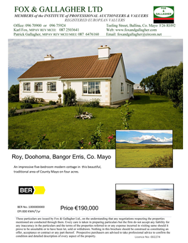 Price €190,000 Roy, Doohoma, Bangor Erris, Co. Mayo