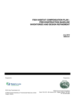 Fish Habitat Compensation Plan - Preconstruction Baseline Inventories and Design Refinement