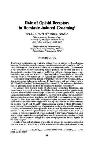 Role of Opioid Receptors in Bombesin-Induced Grooming“