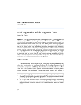 Black Progressivism and the Progressive Court James W