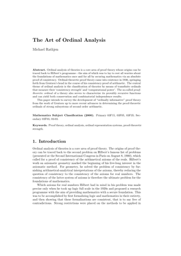 The Art of Ordinal Analysis