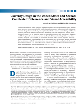 Currency Design in the United States and Abroad: Counterfeit Deterrence and Visual Accessibility