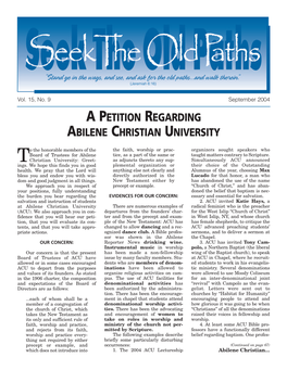 A Petition Regarding Abilene Christian University