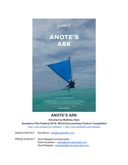 Anote's Ark Is His Feature Documentary Debut
