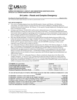 Sri Lanka Floods and Complex Emergency Fact Sheet #2