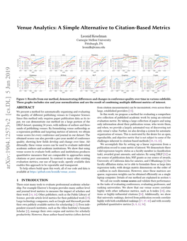 Venue Analytics: a Simple Alternative to Citation-Based Metrics