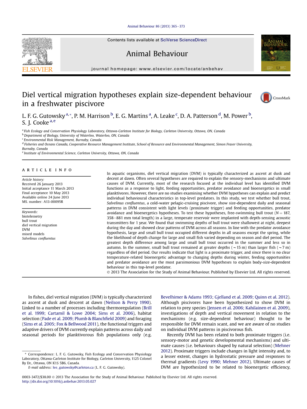 Diel Vertical Migration Hypotheses Explain Size-Dependent Behaviour in a Freshwater Piscivore