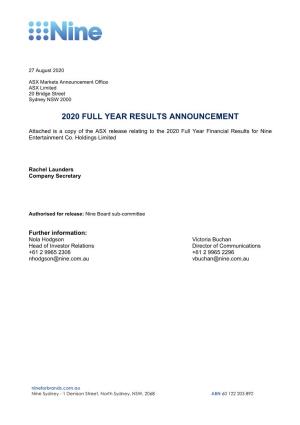 2020 Full Year Results Announcement
