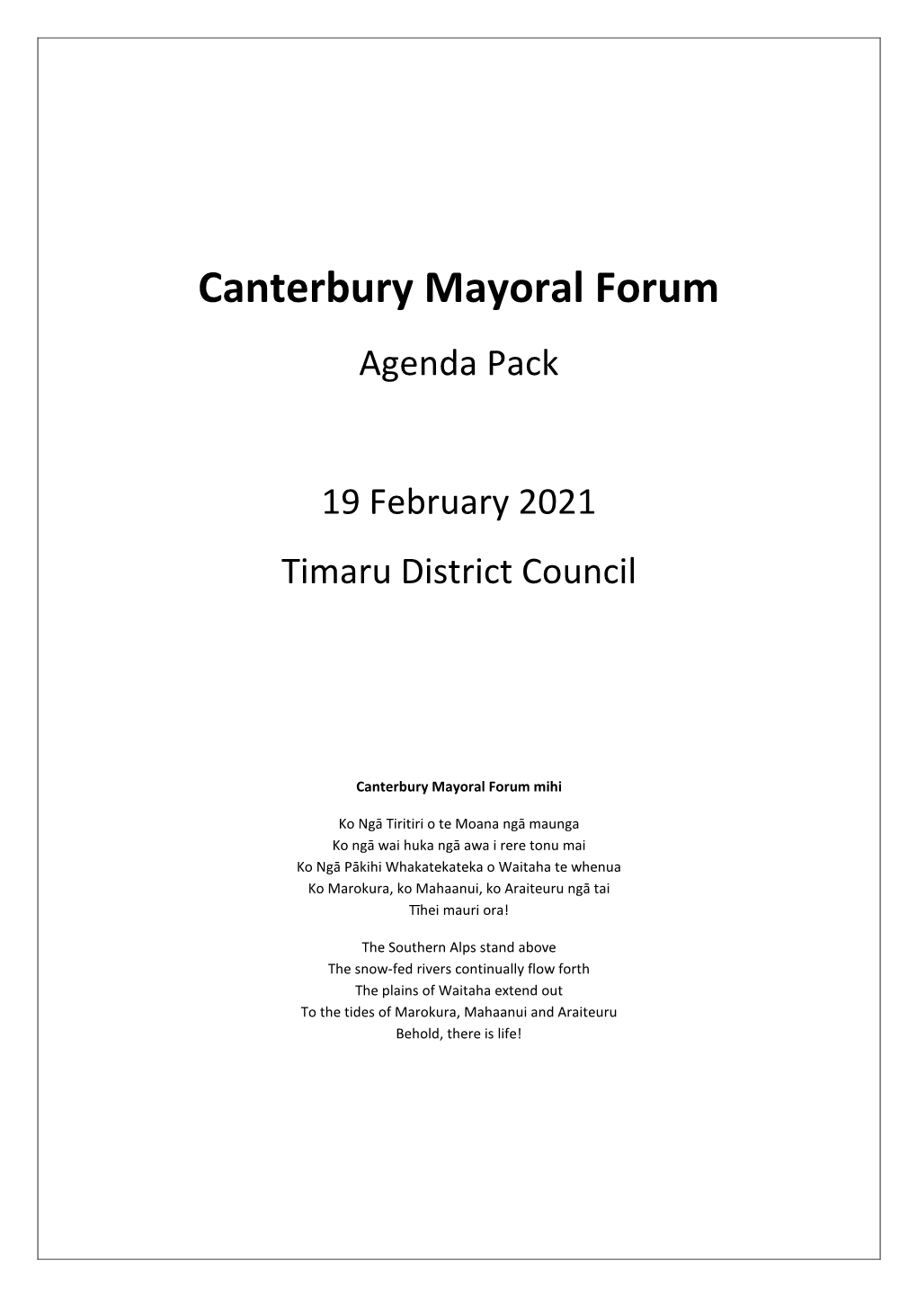 Agenda Pack 19 February 2021 Timaru District Council