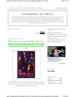 Chambers of Rock: White Lion Concert Anthology DVD / CD Review Page 1 of 5