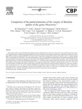 Comparison of the Partial Proteomes of the Venoms of Brazilian Spiders of the Genus Phoneutria I