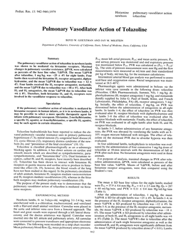 Pulmonary Vasodilator Action of Tolazoline