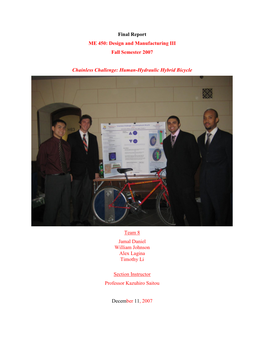 Final Report ME 450: Design and Manufacturing III Fall Semester 2007