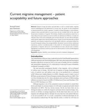 Current Migraine Management – Patient Acceptability and Future Approaches