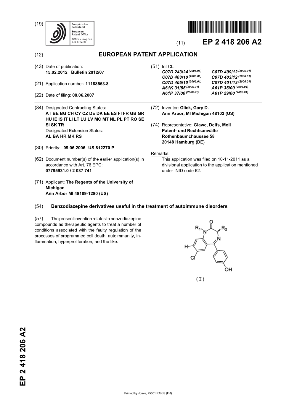 Benzodiazepine Derivatives Useful in the Treatment of Autoimmune Disorders