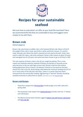 Recipes for Your Sustainable Seafood