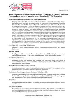 Understanding Students' Narratives of Grand Challenges Scholars