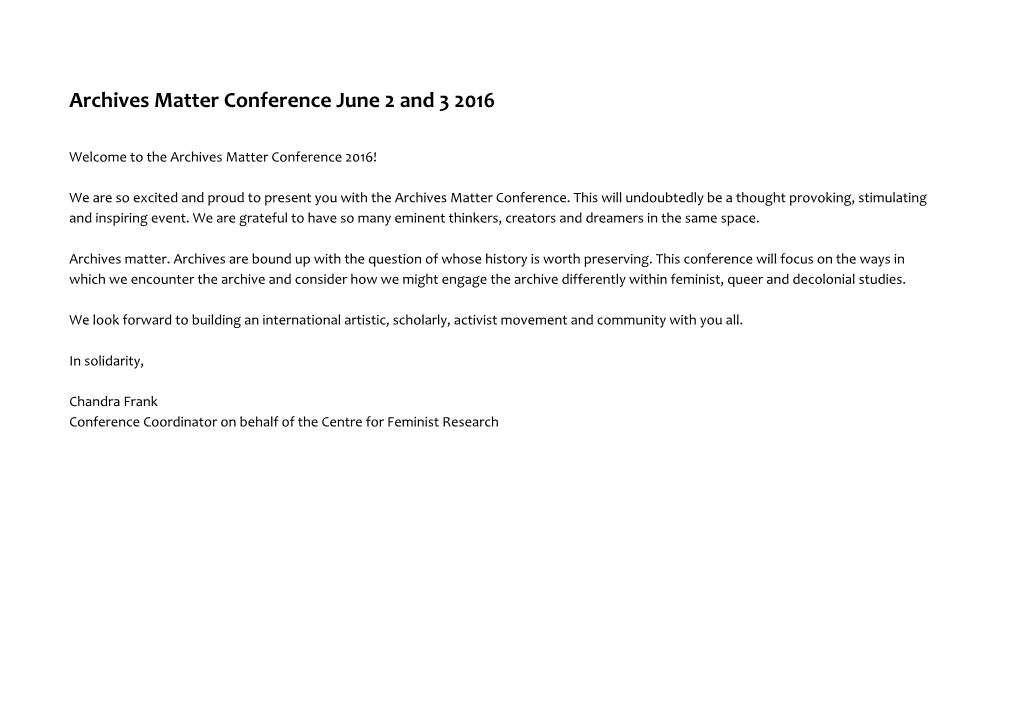 Booklet Archives Matter Conference June 2 and 3