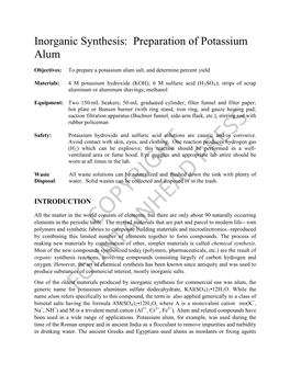 Synthesis of Potassium Alum