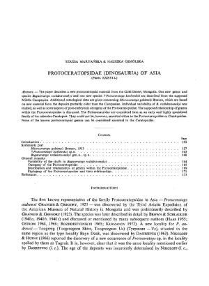 PROTOCERATOPSIDAE (DINOSAURIA) of ASIA (Plates XXXVI-L)