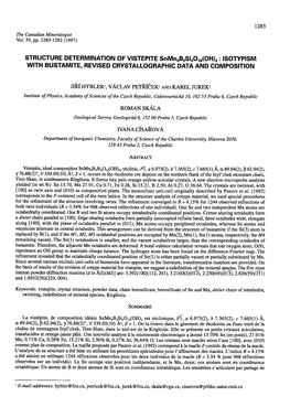 STRUCTURE DETERMINATION of VISTEPITE Snmnab2siloro(Ohl2