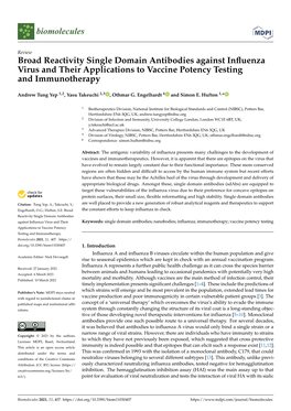 Broad Reactivity Single Domain Antibodies Against Influenza Virus